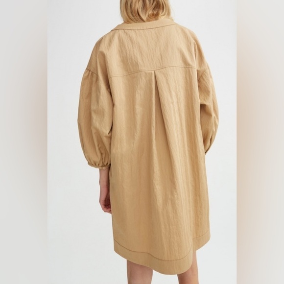 Rodebjer Sinim Crinkle Camel 100% Italian Cotton Tunic Dress Size Small NWT Fall - Picture 4 of 15